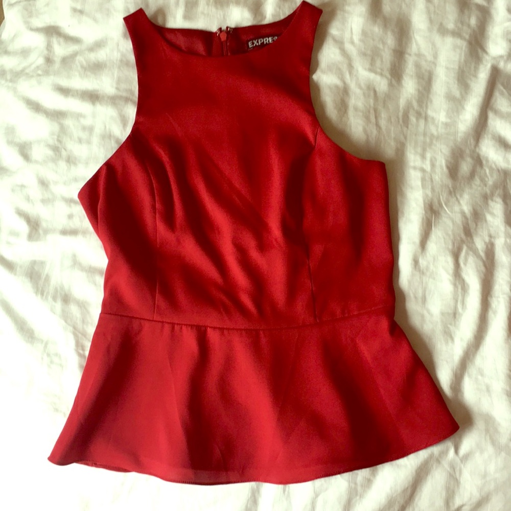 Express Red Peplum Top - image 1